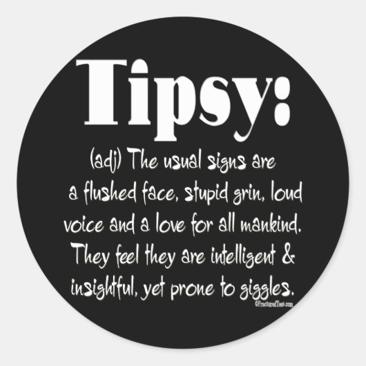 Sticker Rond Définition Tipsy BW (Devant)