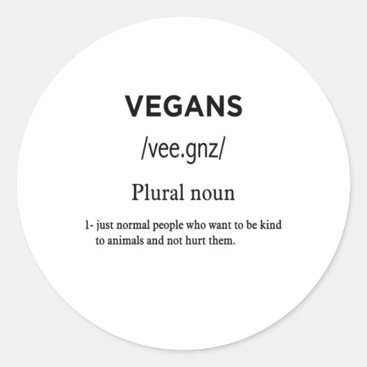 Sticker Rond définition végétarienne (Devant)