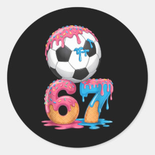 Sticker Rond Dégoulinade de foot Numéro 67 Joueur de foot 67