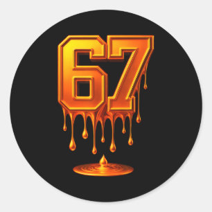 Sticker Rond Dégoulinant d'Or 67 Mème Respectez le Dégoulinant