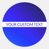 Sticker Rond Dégradé bleu et texte modifiable sur bande blanche (Devant)