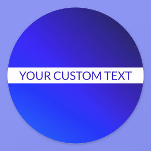 Sticker Rond Dégradé bleu et texte modifiable sur une bande bla