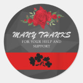 Sticker Rond Dégradé Floral Rouge Gris Élégant Moderne Mignon (Devant)