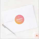 Sticker Rond dégradé jaune rose étoile bat mitzvah moderne<br><div class="desc">par kat massard >>> https://linktr.ee/simplysweetpaperie <<<</div>