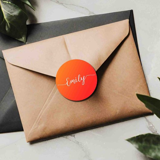 Sticker Rond Dégradé orange - ajouter le nom classique collant 
