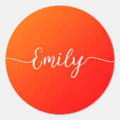 Sticker Rond Dégradé orange - ajouter le nom classique collant  (Devant)