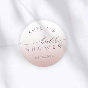 Sticker Rond Dégradé Rose Élégant pour une Baby Shower de Maria