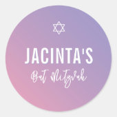 Sticker Rond dégradé rose pourpre bat mitzvah (Devant)