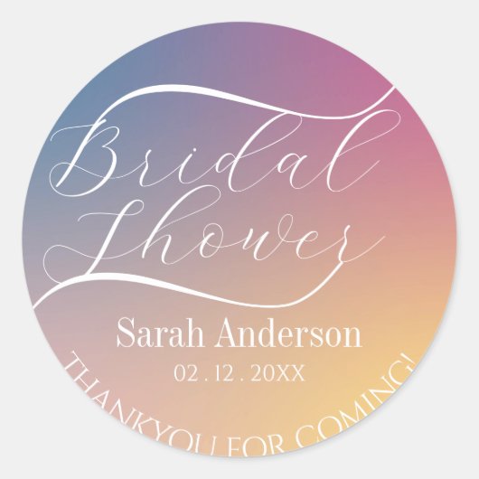 Sticker Rond Dégradé Violet Chic Moderne Écriture Mariage (Devant)