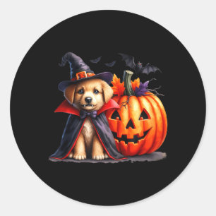 Sticker Rond Déguisement de chien citrouille Halloween effrayan