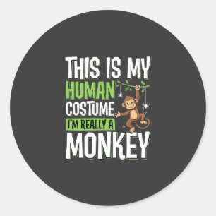 Sticker Rond Déguisement de singe drôle vecteur Halloween