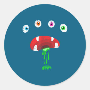 Sticker Rond Déguisement de visage de monstre d'Halloween Migno
