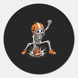 Sticker Rond Déguisement d'Halloween squelette de football citr