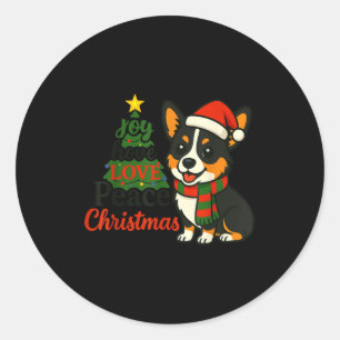 Sticker Rond Déguisement Tri Color Corgi Pjs Joie Espoir Amour 