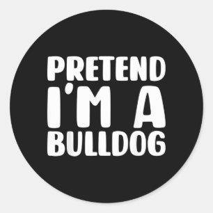 Sticker Rond Déguisez-moi en costume de Bulldog pour Halloween