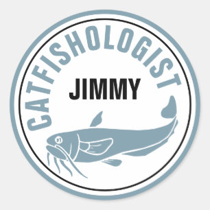 Sticker Rond Dégustation de poisson humoristique Pêche frite 