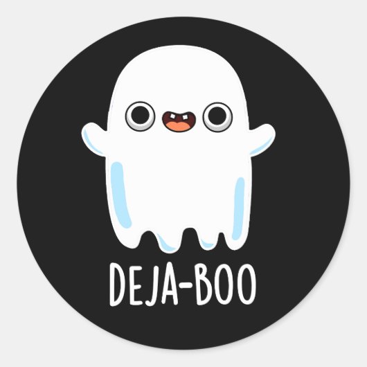 Sticker Rond Deja Boo Funny Ghost Pun Dark BG (Devant)