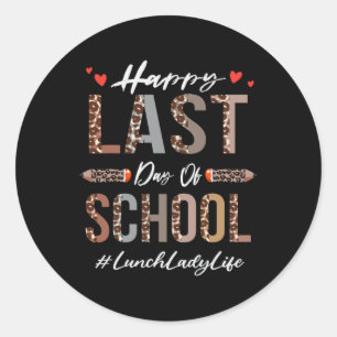 Sticker Rond Déjeuner Dame Joyeux Jour Dernier De L'École Été D