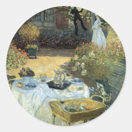 Sticker Rond Déjeuner de Claude Monet, impressionnisme Vintage (Devant)