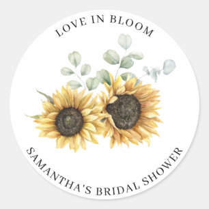 Sticker Rond Déjeuner de mariage au tournesol et à l'eucalyptus