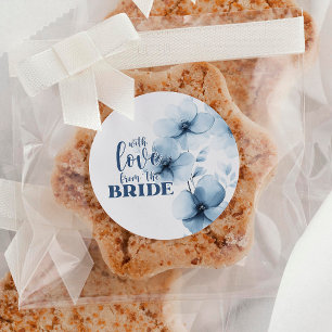 Sticker Rond Déjeuner de Mariage Un Petit Cadeau Bleu Avec Tout