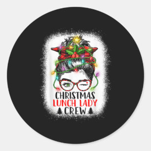 Sticker Rond Déjeuner de Noël Lady Crew Messy Bun Femmes Christ