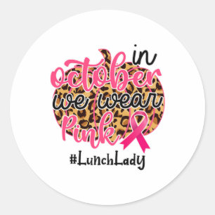 Sticker Rond Déjeuner Lady Sensibilisation au cancer du sein Oc