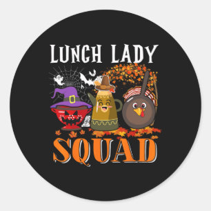 Sticker Rond Déjeuner Lady Squad Thanksgiving Halloween Fall Tr