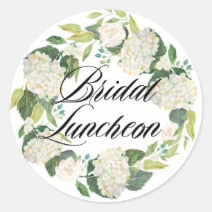 Sticker Rond Déjeuner nuptial de fleurs d'Hydrangea blanches