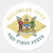 STICKER ROND DELAWARE 1797 LE PREMIER DRAPEAU DE L'ÉTAT (Devant)