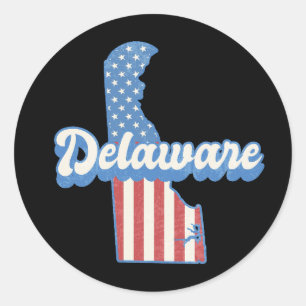 Sticker Rond Delaware USA Map Drapeau américain