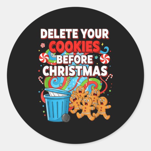 Sticker Rond Delete Cookies Funny Christmas Cookie (Devant)