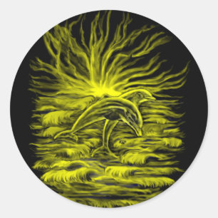 Sticker Rond Delfinpaar