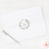 Sticker Rond Délicat monogramme d'olive peinte et mariage feuil (Enveloppe)