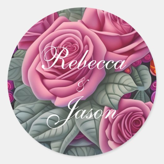 Sticker Rond Délicat Pastel Mariage rose (Devant)