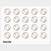 Sticker Rond Délicat Peony Typographie Chic Monogram Mariage (Feuille)