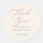 Sticker Rond Delicate Gold et crème Merci mariage Faveur (Devant)