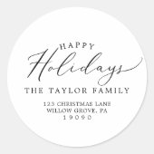 Sticker Rond Delicate Happy Holidays Return Adresse Enveloppe (Devant)