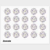Sticker Rond Delicate Lavender Dream aquarelle Floral (Feuille)