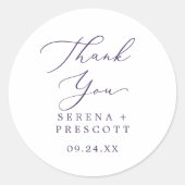 Sticker Rond Delicate Plum violet Merci mariage Faveur (Devant)