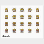 Sticker Rond Délice de soirée cinéma Popcorn ludique (Feuille)