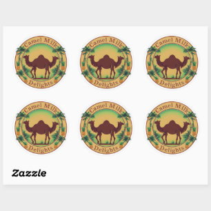 Sticker Rond Délices de lait de chameau-Tropical Camel Palm Pin