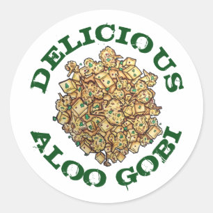 Sticker Rond Délicieux Aloo Gobi Indian Food Cauliflower Curry