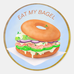Sticker Rond Délicieux Bagel Saumon personnalisé