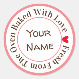 Sticker Rond Délicieux ! Sorti du four et cuit avec amour en ro