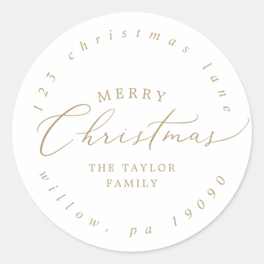 Sticker Rond Delicy Gold Christmas Circular Adresse de retour (Devant)