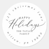 Sticker Rond Delicy Happy Holidays Circular Adresse de retour (Devant)