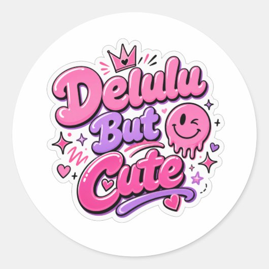 Sticker Rond Delulu Mais Mignon (Devant)