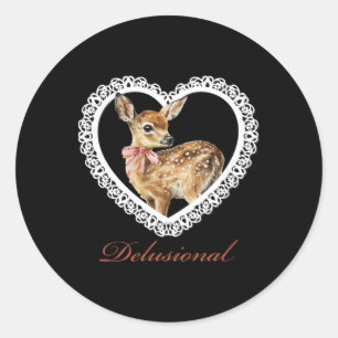 Sticker Rond Delusional By Deer Broderie Ancienne Saint-Valenti