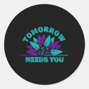 Sticker Rond Demain a besoin de vous Ruban de sensibilisation à
